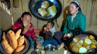 Squash roots were cooked & eaten in the Rural Village || organic Roots digging | Nepali Village Vlog