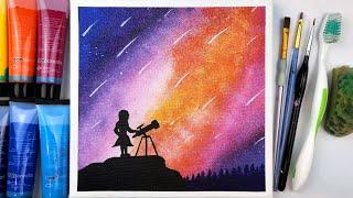 Meteor Shower | Easy Acrylic Painting Idea for Beginners | Step by Step #57