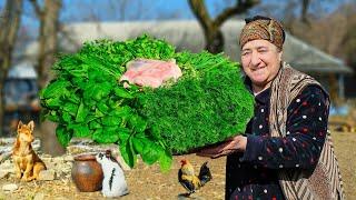 Traditional Sabzi Govurma: Farm-Style Herbed Lamb Stew Over Fire