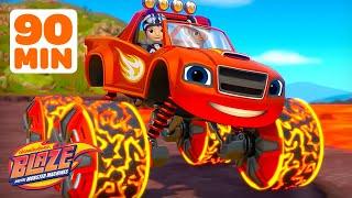 Blaze's Hot Lava POWER TIRE Race & More Races!  | 90 Minutes | Blaze and the Monster Machines