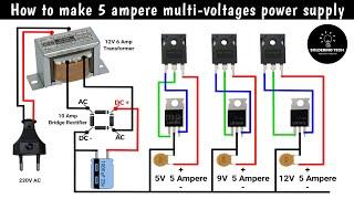 This supply is very useful for your lab | 5V, 9V and 12V 5 ampere multi-voltages power supply.