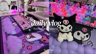 game vlog | new Kuromi aesthetic keyboard,Kuromi theme desktop makeover