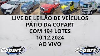 LIVE DE LEILÃO DE VEÍCULOS  NA COPART 10.12.2024