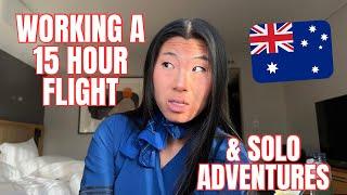 INTERNATIONAL FLIGHT ATTENDANT LIFE: working a 15 hour flight & adventuring ALONE! 