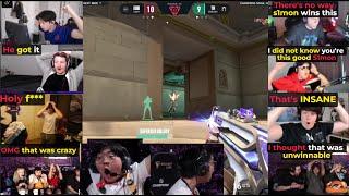 Valorant pros/streamers reacts to EDG S1Mon's INSANE 1v2 CLUTCH on LOTUS against TH