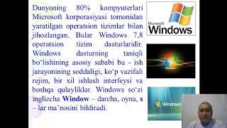 Mavzu: Operatsion tizimlar va ularning turlari. Windows OS imkoniyatlari.