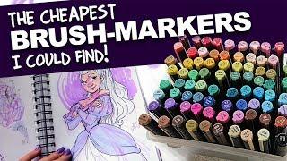 The CHEAPEST BRUSHMARKERS I could find! | MasterMarkers Review | DrawingWiffWaffles