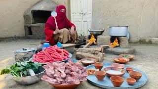 Maa beti ️ cooking delicious chicken and carrot dessert recipe  beautiful  village life