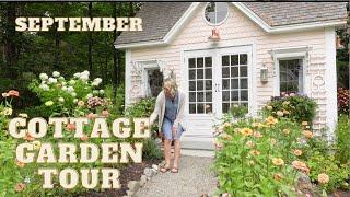 September Cottage Garden TOUR with PLANT NAMES and locations! Beautiful Maine Garden.