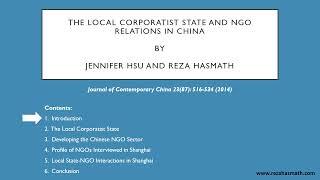 The Local Corporatist State and NGO Relations in China