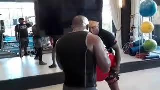 Carlos Takam training with Dewey Cooper