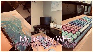 First day as a remote medical assistant (training)+ desk setup | WFH 9-5| Marti tv