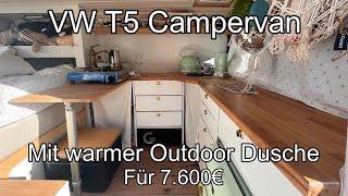 Ein VW T5 Camper für 7.600€ - Roomtour inkl. warmer Draußendusche bei Rico und Becci