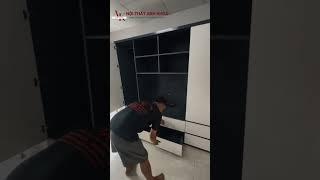[LẮP ĐẶT] Tủ Tivi Gỗ MDF Màu Đen Phối Trắng Nhỏ Gọn, Hiện Đại#noithat #ketiviphongkhach #ketivi