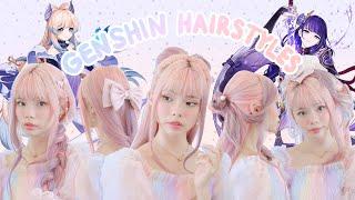 6 CUTE & EASY hairstyles inspired by genshin impact characters, part 4! 