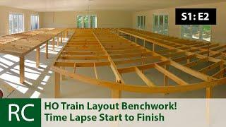S1: E2: Giant HO Scale Train Layout Construction Begins. Benchwork!