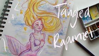 Drawing Rapunzel from Tangled as a Mermaid?! | #disneydrawingchallenge2017