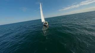 LIVE FPV Drone filming a sailboat in London, Industrial, Oceanic, Nautical or Engineering Drone