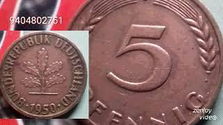 5 PFENNIG COIN J 1950 * Germany - Federal Republic * mintmark J Hamburg * BUNDESREPUBLIK DEUTSCHLAND