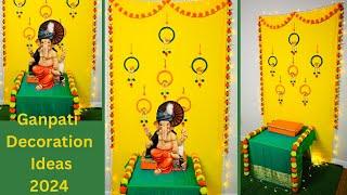 Ganpati Decoration ideas at Home 2024  | Festival Backdrop | Traditional Backdrop Decoration ideas