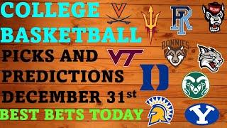 College Basketball Picks and Predictions December 31st Best Bets Today