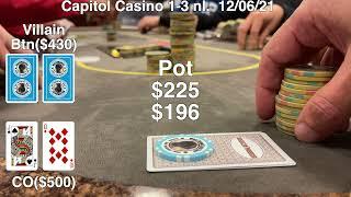 Feels like a Jackpot?!  Big rush with big cards at Capitol Casino.  Poker Vlog 87