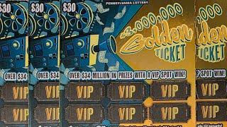 BEATING THE ODDS! $3,000,000 GOLDEN TICKET! $120 OF PA LOTTERY $30 SCRATCH OFF TICKETS #scratch #win