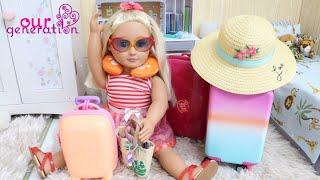 OUR GENERATION DOLL PACKING BAGS TO TRAVEL TO THE BEACH