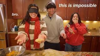 baking with my siblings while BLINDFOLDED... *gone wrong*