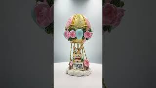Springtime Voyage Easter Bunny Hot Air Balloon Figurine, 7" Charming Holiday Decor