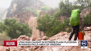 Utah man captures extreme flooding in Havasu Falls area of Arizona