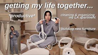 GET MY LIFE TOGETHER LIVING ALONE IN LA | organizing my new apartment & building furniture