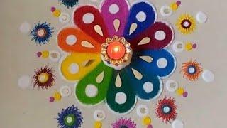 Gudi padwa Rangoli : Beautiful and innovative multicolored rangoli by Shilpas creativity