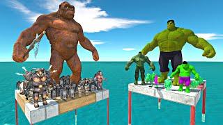 Mutant Primates Army Falling and Fight Hulk Team - Animal Revolt Battle Simulator