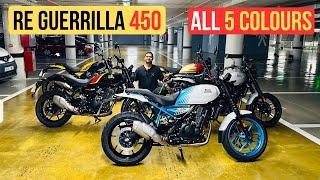 RE Guerrilla 450 All 5 Colours - White, Silver, Black, Yellow, Gold 