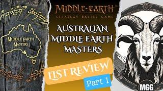 Australian Middle Earth Masters, Army list Review | Pt 1| MESBG | middle earth strategy battle game.