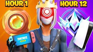 Bronze to UNREAL using EVERY CONSOLE in 12 HOURS (Solo Fortnite Ranked)