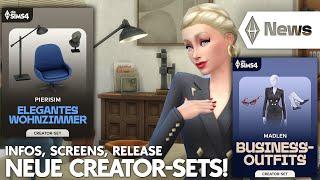 Infos, Screens, Release: Creator-Sets "Elegantes Wohnzimmer" & "Business-Outfits" | Die Sims 4 NEWS