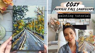 Fall Painting Tutorial | Autumn Landscape | Loose Acrylic Landscape