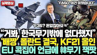 “거봐, 한국무기밖에 없다했지”  배짱부리던 폴란드 결국, 'KF21' 올인해야하는 진짜이유, 알고보니 EU집행위원장 콕집어 언급에 '韓무기 초대형 잭팟'