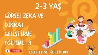 2-3 Yaş Çocuklar için Dikkat ve Görsel Zeka  Geliştirme Eğitimi 3 / Eğlenceli Görsel Zeka Oyunlu