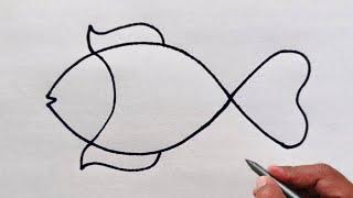 How to draw fish easy step by step | fish drawing for beginners