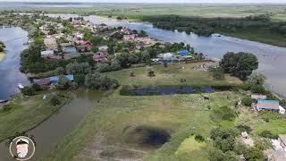 Satul Mila23, Delta Dunarii, iulie 2021, vedere aeriană.Village Mila23 Danube Delta,2021 aerial view