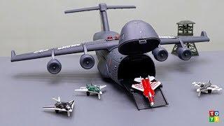 C5 Galaxy Big Plane Transports Jet Fighter Planes | Toy Unboxing and Play