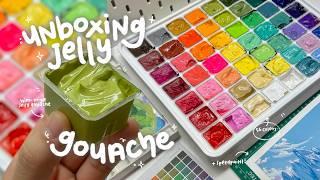 ASMR jelly gouache, unboxing and speedpaint