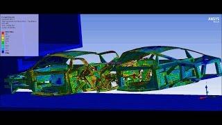 ANSYS WB Explicit Dynamics FEA - Simulation of car bodies crashing into a rigid truck