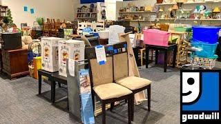 GOODWILL SHOP WITH ME FURNITURE ARMCHAIRS TABLES HOME DECOR KITCHENWARE SHOPPING STORE WALK THROUGH