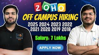 ZOHO Hiring 2025 2024 2023 2022 2021 2020 2019 2018 Batch | ZOHO Off Campus Drive 2025 Batch