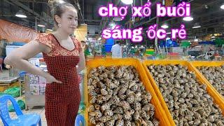 Chợ buổi sáng ế bán sò ốc rẻ mùa ốc hương rẻ?chợ cá buổi sáng.