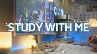 3-HOUR STUDY WITH ME | Relaxing Lo-Fi, Crackling Fire | Pomodoro 50-10 | Late night 